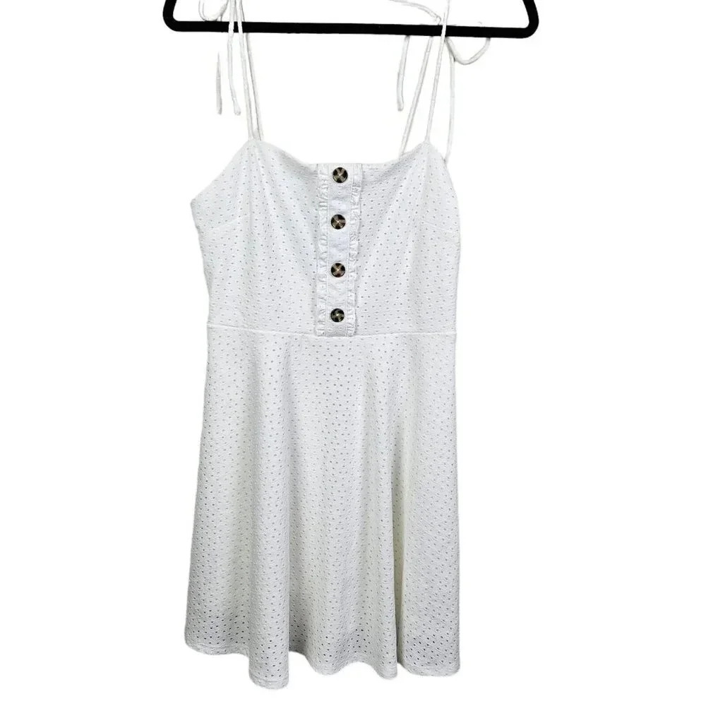 Speechless Womens/Juniors White Eyelet‎ Sundress Size Medium Tie Straps